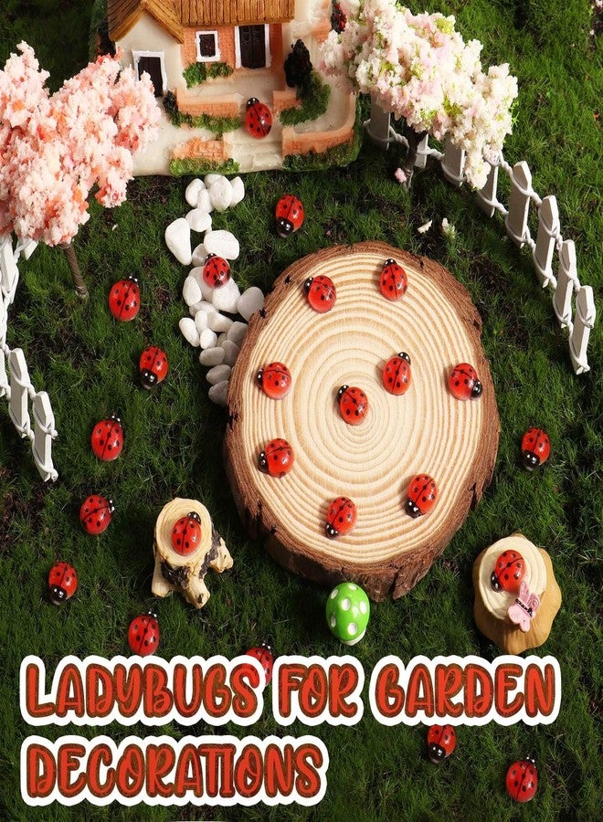 VICROIC 100 PCS Mini Resin Ladybugs, Miniature Ladybugs Figurines, Tiny Resin Ladybug Animals for Dollhouse, Cake Decorations, Fairy Garden Landscape, DIY Craft - Image 4